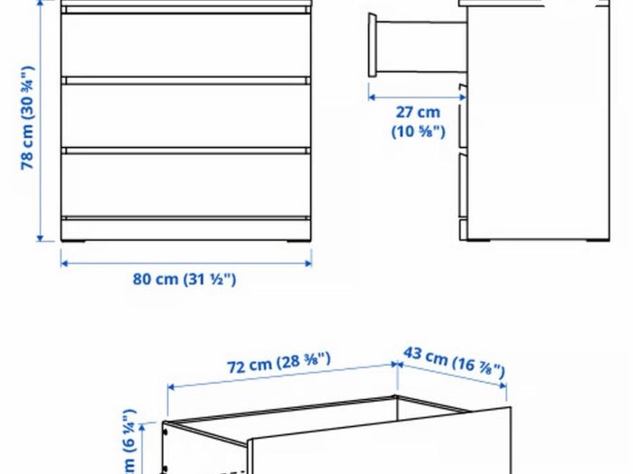 Chest 3 Drawers, white, IKEA MALM