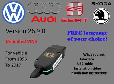 2026 Vcds Vag Com 26.9 Vagcom for VW Audi Skoda Volkswagen and Seat