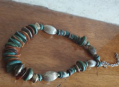 Vintage necklace with turquoise beads.
