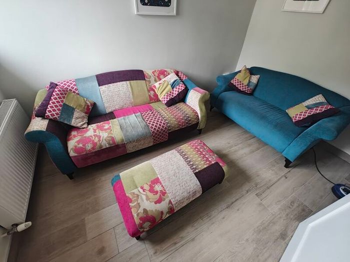 3 + 2 Seater Sofa with Matching Pouffe