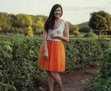 Orange Tulle Knee Length Skirt - 14/16