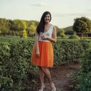 Orange Tulle Knee Length Skirt - 14/16