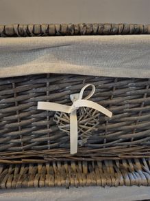 Storage Basket set, Grey/brown wicker, linen lined Perfect Cond