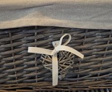 Storage Basket set, Grey/brown wicker, linen lined Perfect Cond