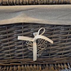 Storage Basket set, Grey/brown wicker, linen lined Perfect Cond