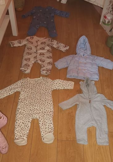 baby clothes, play mat & rattle