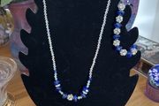 Glittery Beaded Necklace, Bracelet and Earrings Set