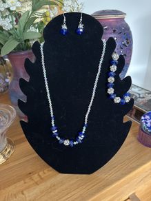 Glittery Beaded Necklace, Bracelet and Earrings Set