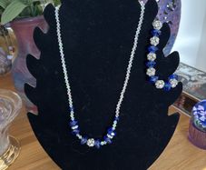 Glittery Beaded Necklace, Bracelet and Earrings Set