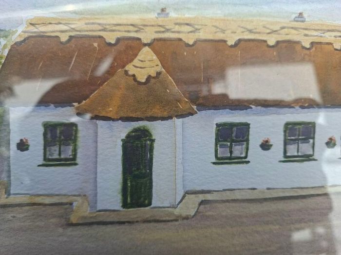 Lovely Traditional Irish thatched cottage framed & signed Watercolour Painting