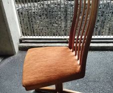 vintage mid-century modern teak swivel dining chair