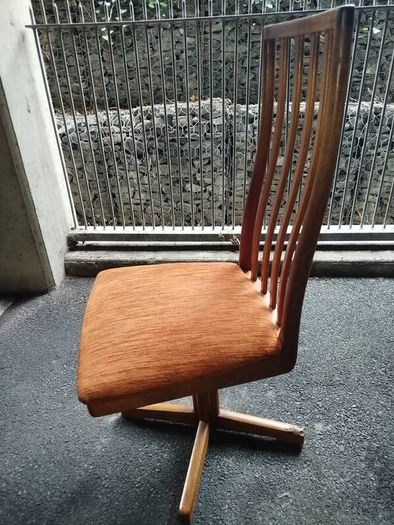 vintage mid-century modern teak swivel dining chair
