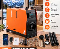 8KW Diesel Air Heater All-in-One 12V with Bluetooth App, LCD Display & Remote Control Portable Heater for Campervans, Motorhomes & Boats