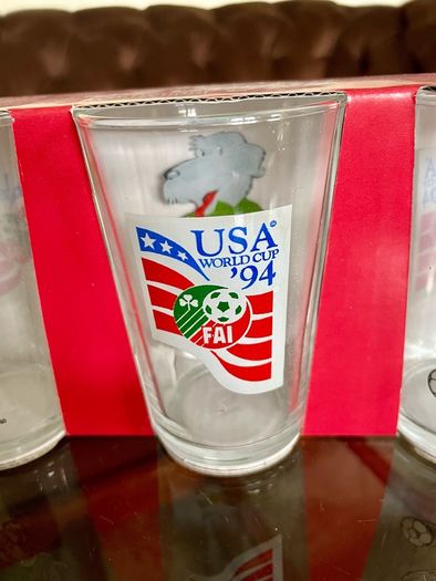 World Cup USA 1994 Macul the dog Mascot Drinking Glasses x 3