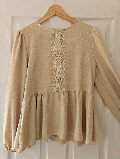 Beige blouse casual long sleeve, blouse,  summer , light material