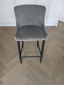 Jasper Grey Velvet Bar Stools x4
