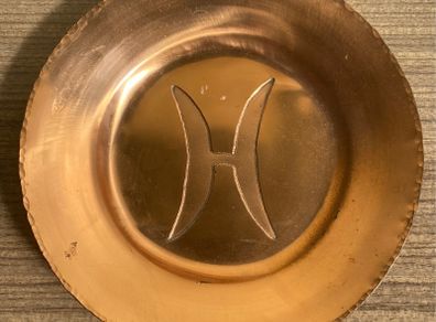 Copper Dish Signed.