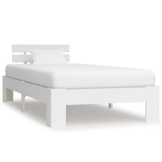 Bed Frame White Solid Pine Wood 90x200 cm