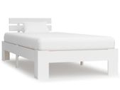 Bed Frame White Solid Pine Wood 90x200 cm