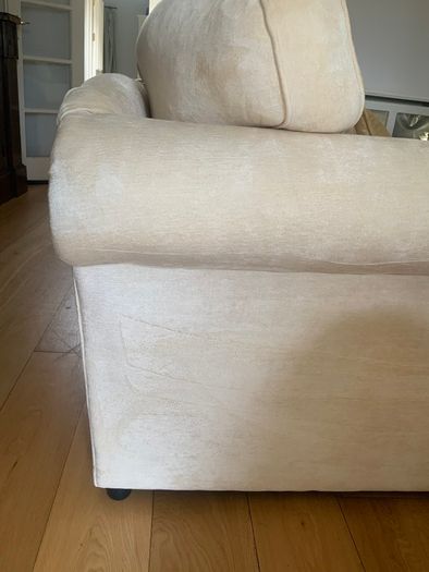 9 foot cream velvet sofa