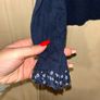 Navy blue garcia sweater/jumper with floral trim Image 2