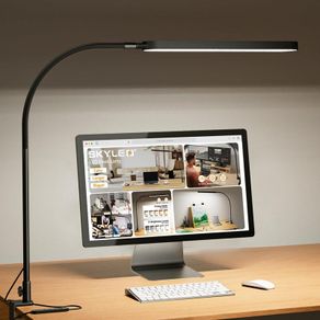 SKYLEO LED Desk Lamp - 85cm Desk Light - Touch Control - 5 Color Modes X 11 Brightness Levels - 1300LM(112 Pcs Lamp Beads) - Timmer & Memory Function - 12W Clip on Light - Black