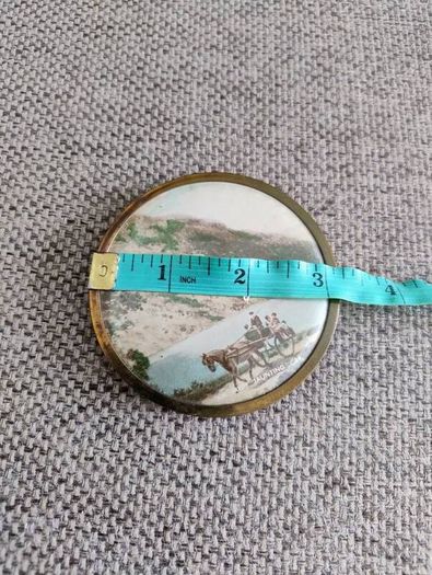 Vintage ladies vanity mirror An Irish Jaunting Car made in England brass and solid hinge and not polished circa 1960's FREE STANDARD POSTAGE INCLUDED