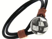 Mens Ethnic Tribal Leather Bracelet. Surf And Fashion Jewelry With Trendy Clasp