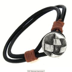 Mens Ethnic Tribal Leather Bracelet. Surf And Fashion Jewelry With Trendy Clasp
