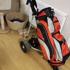 Confidence golf bag and powakaddy compact electric trolley