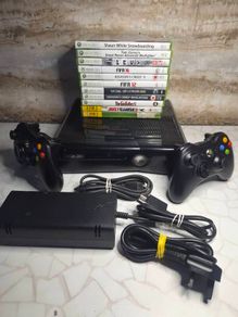 Xbox 360 Slim Black 250GB Console Tested Working Controller - 5 GAMES INC