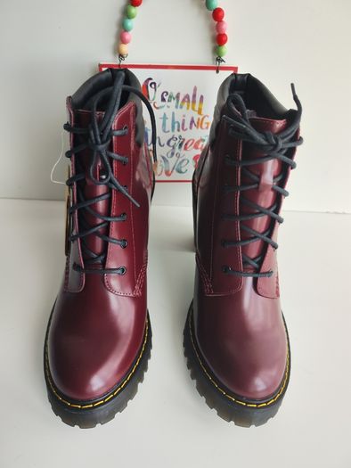 Dr Martens Persephone cherry red chunky heel platform boots UK8 EU42 US10