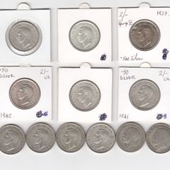 G.b. 12 X Two Shillings, 2/-, 12 X 50% Silver Coins ( No.446)