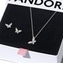 Pandora Silver Butterfly Necklace & Matching Butterfly Earrings Brand New Image 2