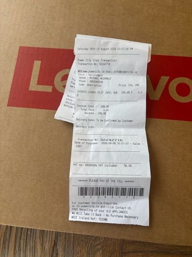 Lenovo 15.6 INTEL 4GB Laptop