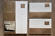 Elegant Stripe Luxury Jacquard Duvet Cover set in white, made of 100% cotton with a 200 thread count  &amp; 2 Elegant Stripe Luxury Jacquard Pillowcase