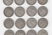 G.B. 16 x SHILLING, 1/-, 16 x 50% Silver Coins ( no.443)