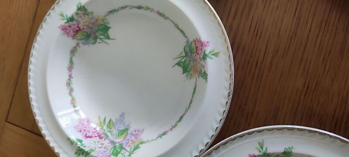Vintage Portland Pottery Cobridge desert bowls Date Stamped 1956 Floral Scalloped