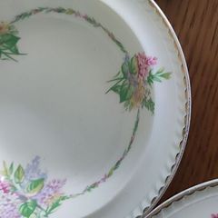 Vintage Portland Pottery Cobridge desert bowls Date Stamped 1956 Floral Scalloped