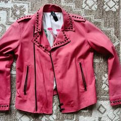 Vintage De Luxe - Fuchsia Leather Bomber Jacket