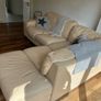 Italian leather corner couch cream Image 3