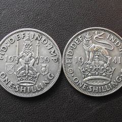 Great Britain. George VI. 2 Silver Shillings (1939+1941)