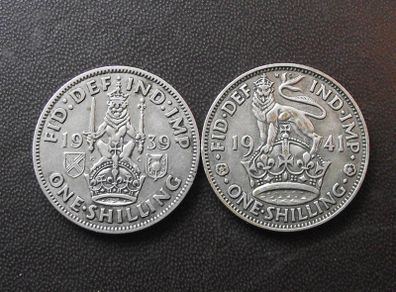Great Britain. George VI. 2 Silver Shillings (1939+1941)