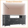 Tv Cabinet, Dresser for Bedroom with 11 Fabric Drawers, TV Stand with Power Socket for TVs up to 70 inchTV Units for Living Room, Bedroom, Black Image 7