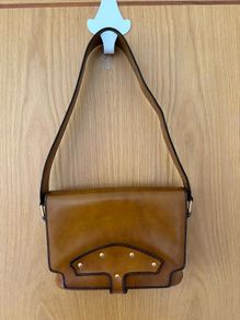 Vintage Micarl French Leather Shoulder Bag Tan Cognac