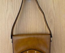 Vintage Micarl French Leather Shoulder Bag Tan Cognac