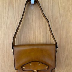 Vintage Micarl French Leather Shoulder Bag Tan Cognac