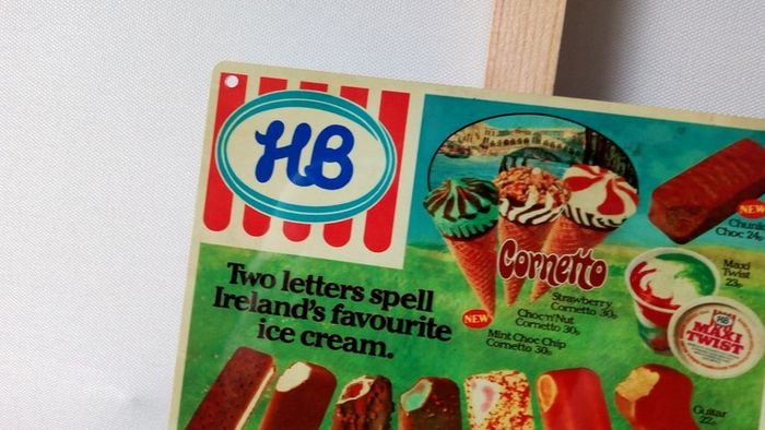 HB Ice Cream tin metal sign "FREE POST"