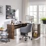 _Corner, L-Shaped Computer Table, with 2 Tier Storage Shelf, Keyboard Stand, for Desk, 140 x 120 x 75 cm, Rustic Brown Image 2