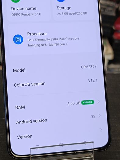 Oppo Reno 8 5G Dual SIM Unlocked 256GB Glazed Black Android Smartphone Like New.